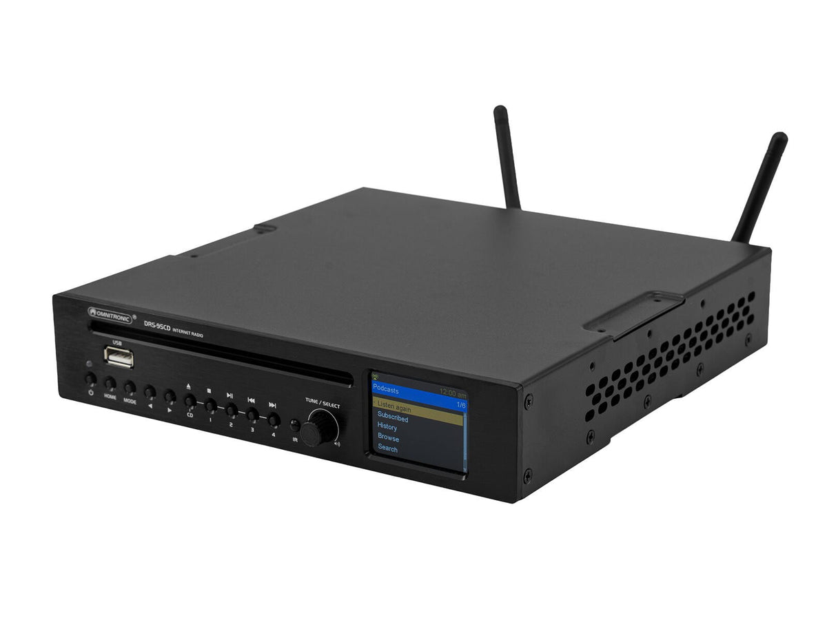Omnitronic DRS-95CD Internet Radio with CD, DAB+ and Bluetooth – with antennas fitted