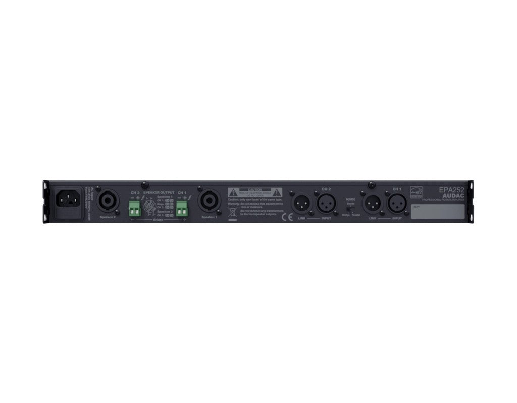 AUDAC EPA252 2-Channel Class-D amplifier 2 x 250W 4 Ω – rear panel