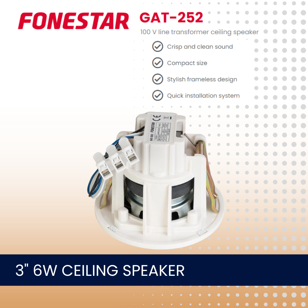 Fonestar GAT-252 3" 6W 100V line transformer ceiling speaker