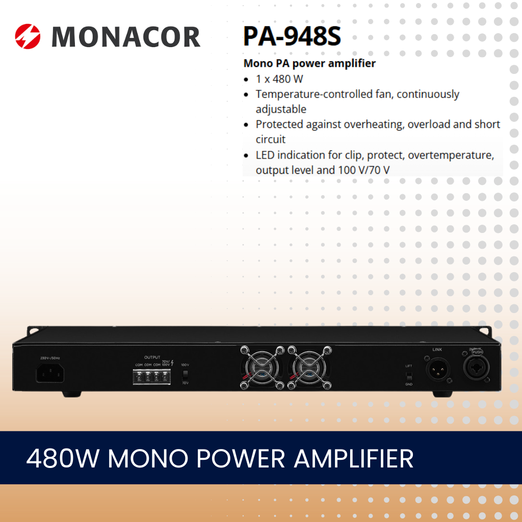 Monacor PA-948S 480W mono power amplifier