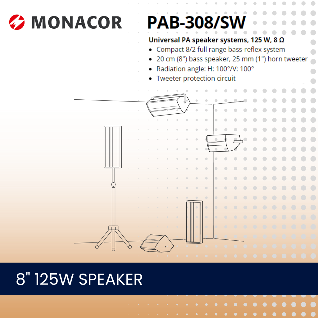 Monacor PAB-308/SW 8" 125W low impedance high-power speaker