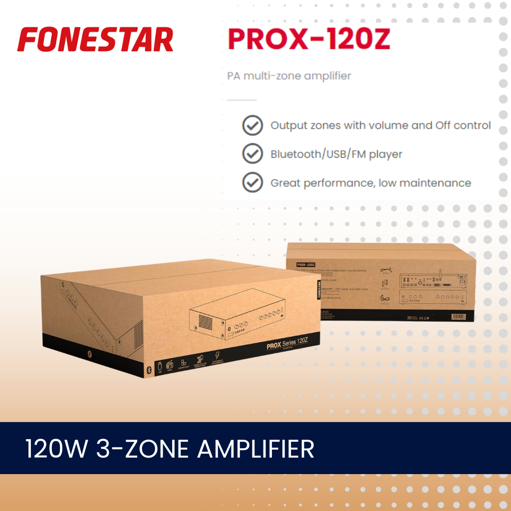 Fonestar PROX-120Z 120W 3-zone mixer amplifier With Bluetooth