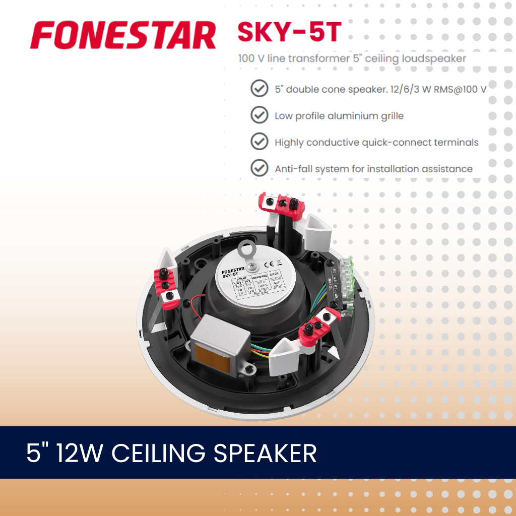 Fonestar SKY-5T 5" 12W 100V line transformer ceiling speaker