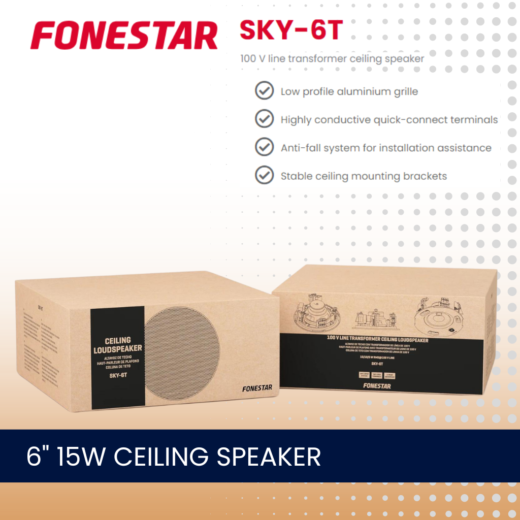Fonestar SKY-6T 6" 15W 100V line transformer ceiling speaker
