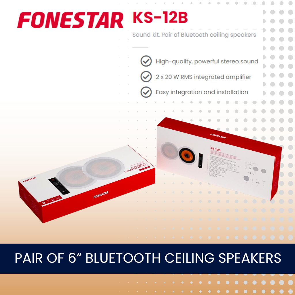 Bluetooth Ceiling Speakers with Remote 2 x 20W Background Music System