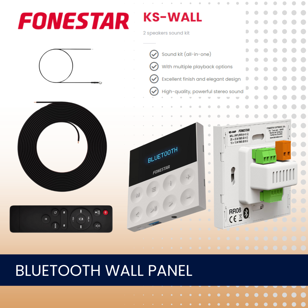Ceiling Speaker Sound Kit With Bluetooth Wall Panel 2 Speakers Background Music System