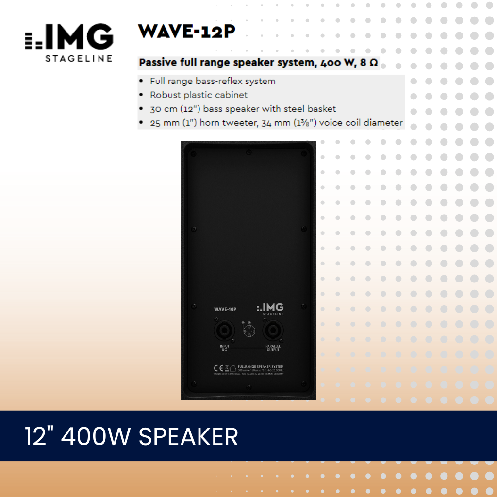 IMG Stageline WAVE-12P 12" 400W low impedance high-power speaker