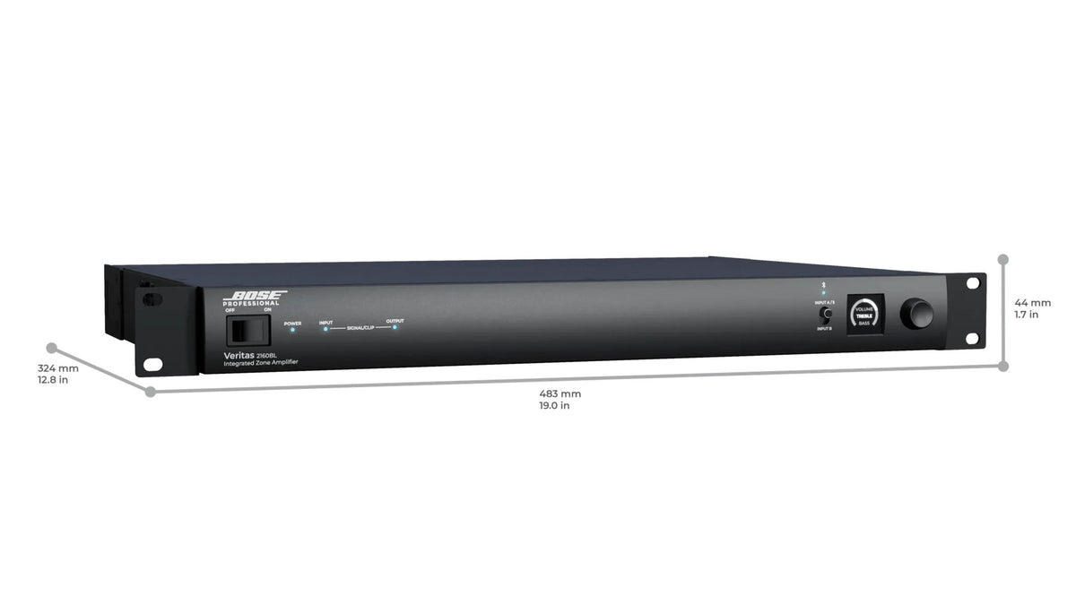 Bose Veritas 2160BL 2 x 160W low-impedance Amplifier with Bluetooth – dimensions