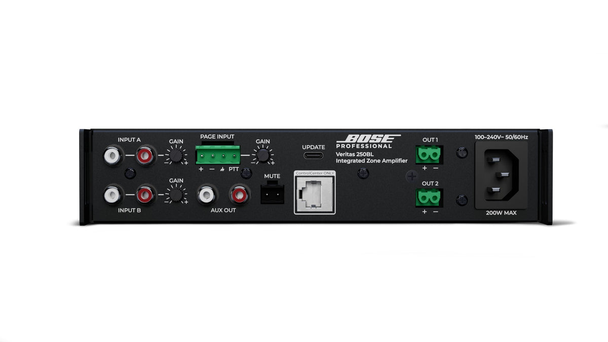 Bose Veritas 250BL 2 x 50W low-impedance Amplifier with Bluetooth – rear view
