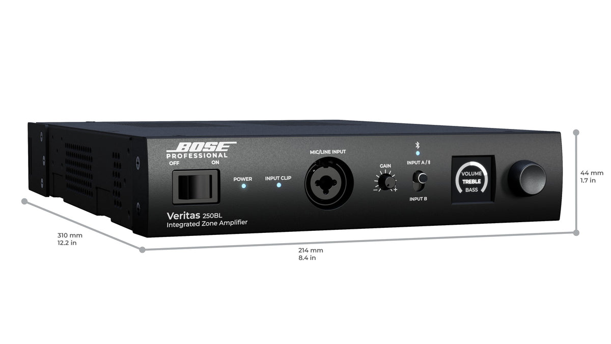 Bose Veritas 250BL 2 x 50W low-impedance Amplifier with Bluetooth – dimensions