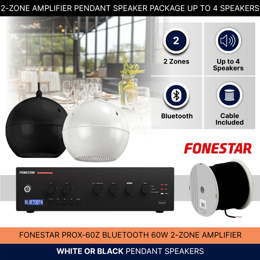 2-Zone Amplifier Pendant Speaker Package Up To 4 Speakers Background Music System