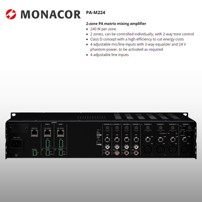 2-Zone Professional Matrix Amplifer Wall Speaker Package Up To 24 Speakers Background Music System