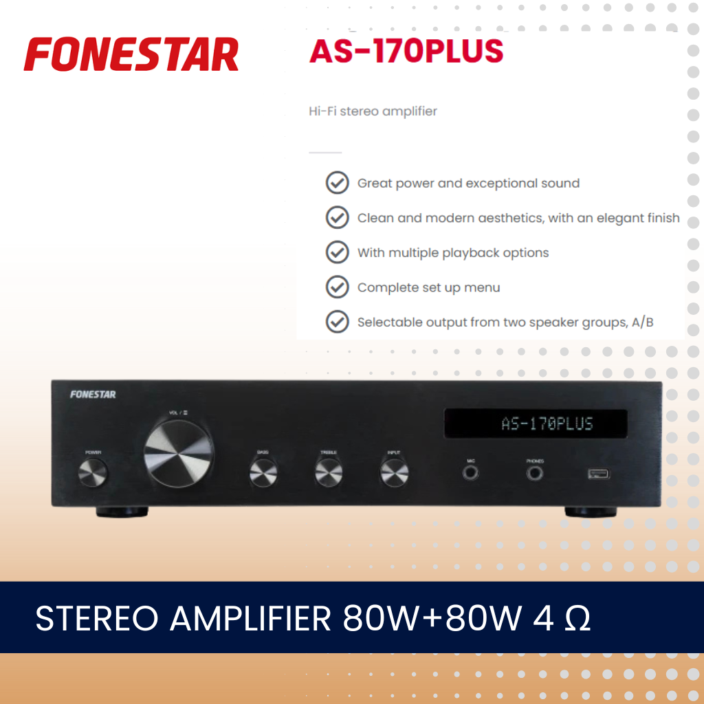 Fonestar AS-170PLUS Stereo amplifier with Bluetooth and media player