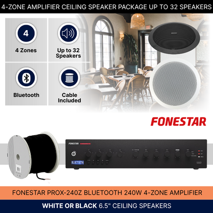 4-Zone Amplifier Ceiling Speaker Package Up To 32 Speakers Background Music System