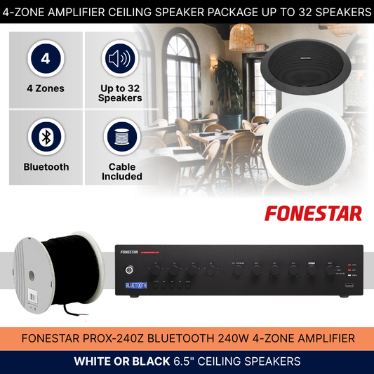 4-Zone Amplifier Ceiling Speaker Package Up To 32 Speakers Background Music System