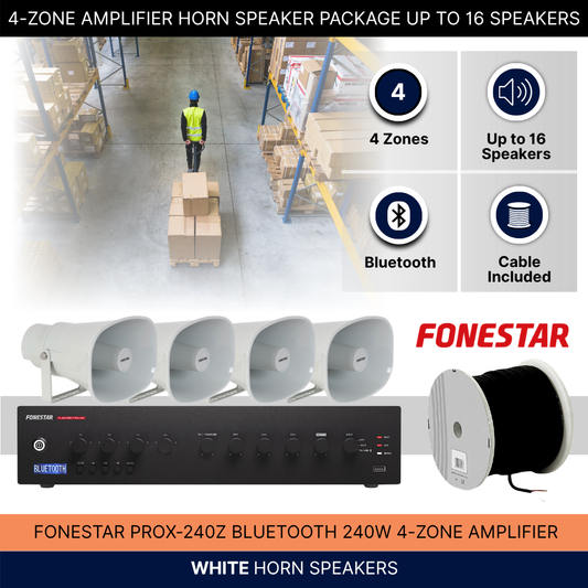 4-Zone Amplifier Horn Speaker Package Up To 16 Speakers