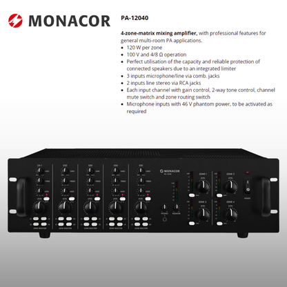 4-Zone Matrix Amplifier Compact Column Speaker Package Up To 16 Speakers Background Music System