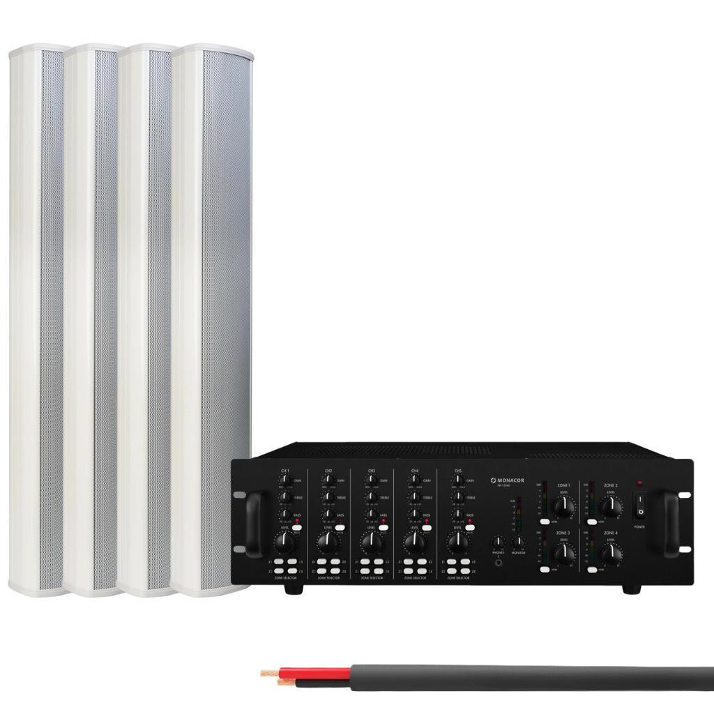 4-Zone Matrix Amplifier Standard Column Speaker Package Up To 8 Speake ...