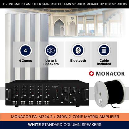 4-Zone Matrix Amplifier Standard Column Speaker Package Up To 8 Speakers Background Music System
