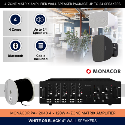 4-Zone Matrix Amplifier Wall Speaker Package Up To 24 Speakers Background Music System