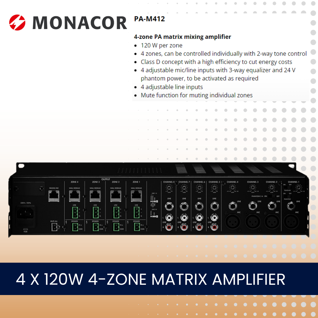 4-Zone Professional Matrix Amplifier Ceiling Speaker Package Up To 64 ...