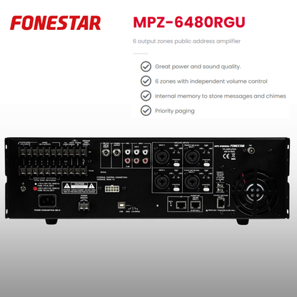 6-Zone Amplifier Horn Speaker Package Up To 36 Speakers
