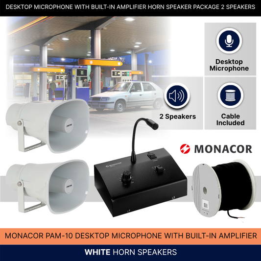 Desktop Microphone With Built-In Amplifier Horn Speaker Package 2 Speakers