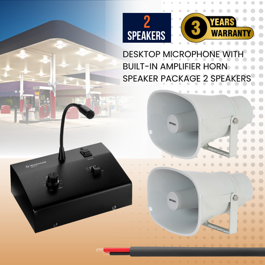 Desktop Microphone With Built-In Amplifier Horn Speaker Package 2 Speakers