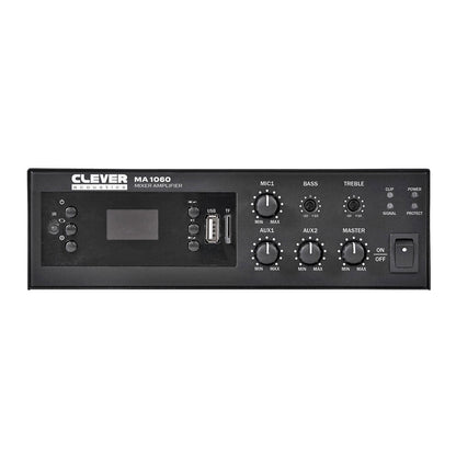 Clever Acoustics MA1060 60W 100V Mixer Amplifier with MP3, Bluetooth and FM Radio – front panel
