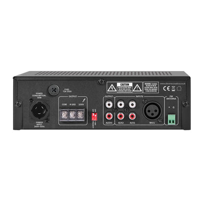 Clever Acoustics MA1060 60W 100V Mixer Amplifier with MP3, Bluetooth and FM Radio – rear panel connections