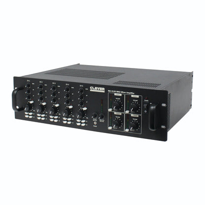 Clever Acoustics MA 4120 MKII 4-Zone Mixer Amplifier 4 x 120W 100V – angled front view