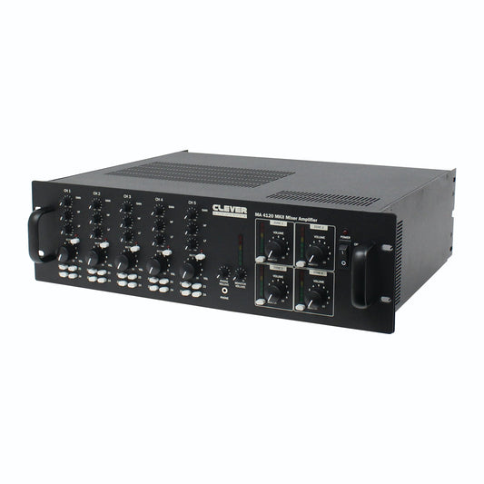 Clever Acoustics MA 4120 MKII 4-Zone Mixer Amplifier 4 x 120W 100V – angled front view