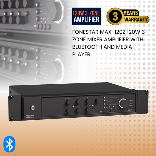 Fonestar MAX-120Z 120W 3-zone mixer amplifier with Bluetooth and media player