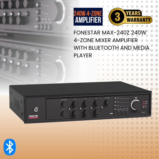 Fonestar MAX-240Z 240W 4-zone mixer amplifier with Bluetooth and media player
