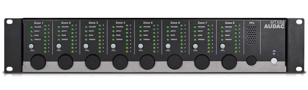 AUDAC MTX88 8-Zone audio matrix – front view