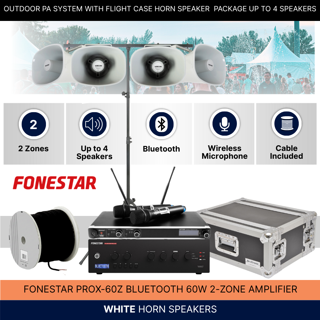 Outdoor PA System With Flight Case Horn Speaker Package Up To 4 Speakers
