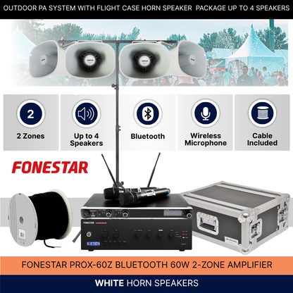 Outdoor PA System With Flight Case Horn Speaker Package Up To 4 Speakers
