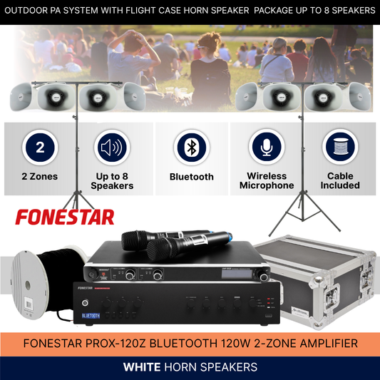 Outdoor PA System With Flight Case Horn Speaker Package Up To 8 Speakers