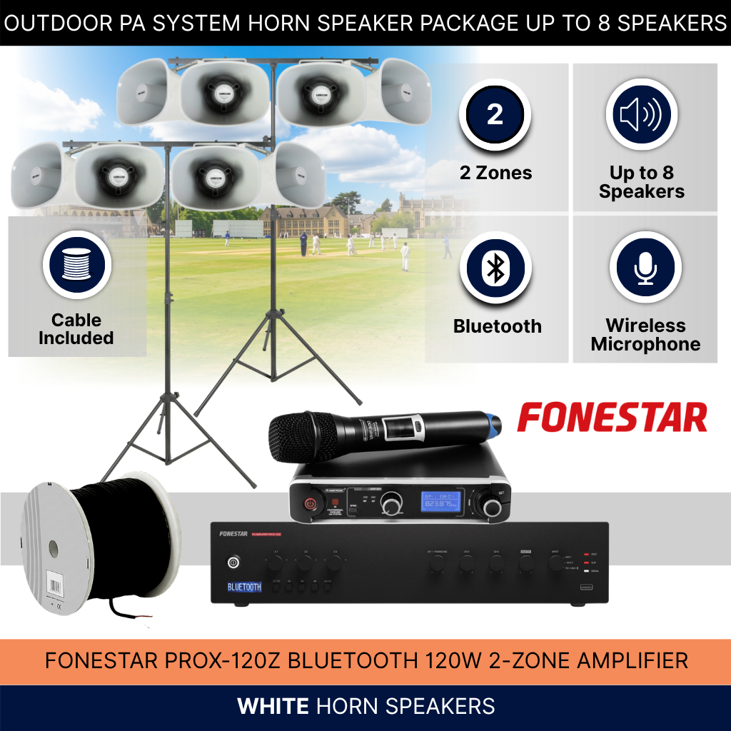 Outdoor PA System Horn Speaker Package Up To 8 Speakers