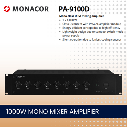 Monacor PA-9100D 1000W mono mixer amplifier