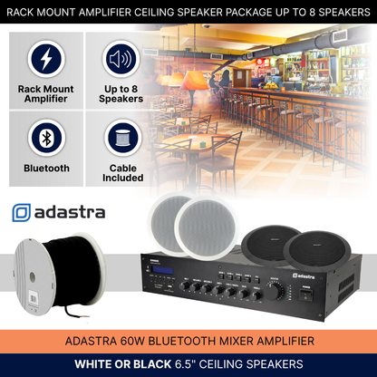 Rack Mount Amplifier Ceiling Speaker Package Up To 8 Speakers Background Music System