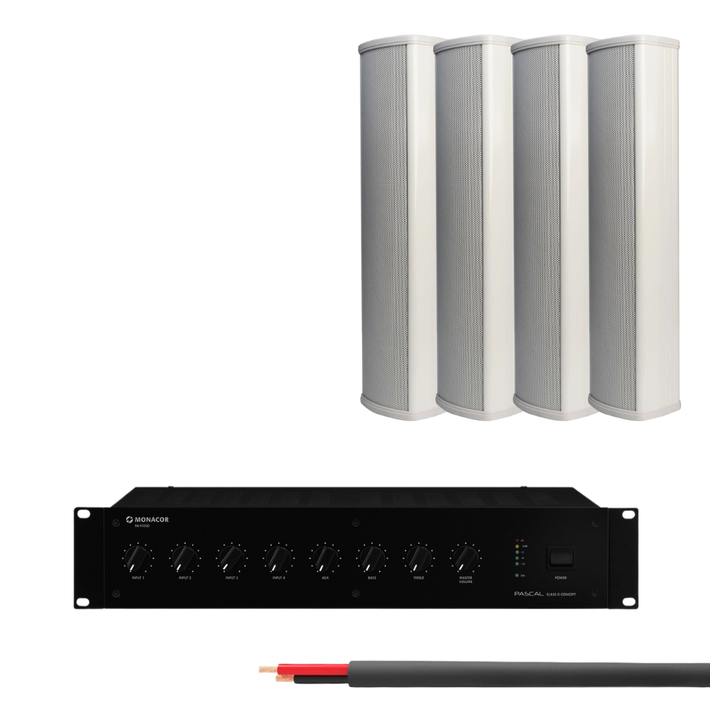 Rack Mount Amplifier Compact Column Speaker Package Up To 40 Speakers ...