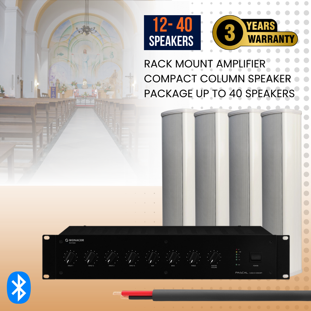 Rack Mount Amplifier Compact Column Speaker Package Up To 40 Speakers ...