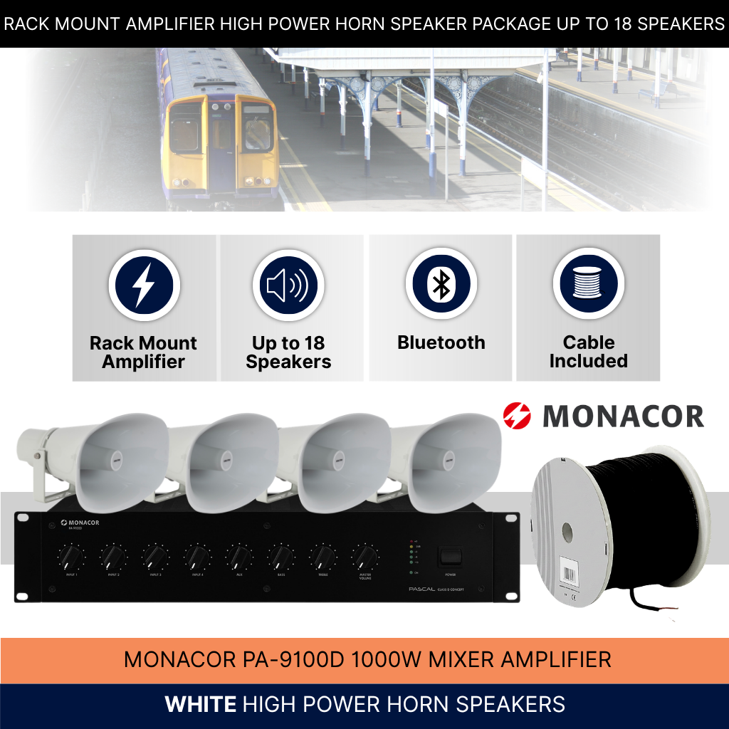 Rack Mount Amplifier High Power Horn Speaker Package Up To 18 Speakers