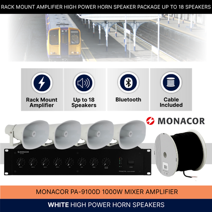 Rack Mount Amplifier High Power Horn Speaker Package Up To 18 Speakers