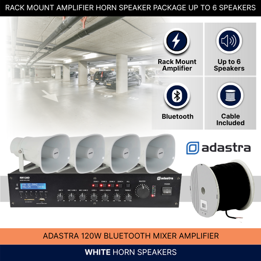Rack Mount Amplifier Horn Speaker Package Up To 6 Speakers