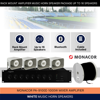 Rack Mount Amplifier Music Horn Speaker Package Up To 16 Speakers Background Music System