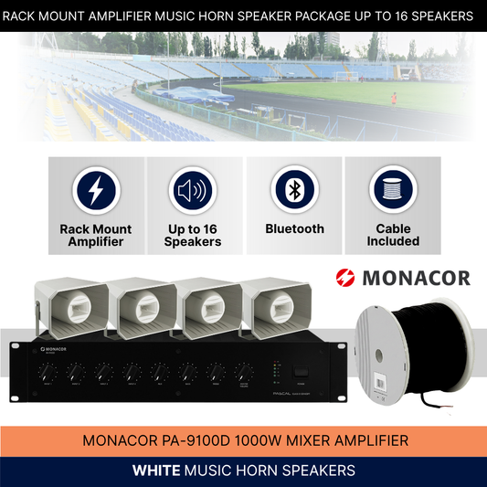 Rack Mount Amplifier Music Horn Speaker Package Up To 16 Speakers Background Music System