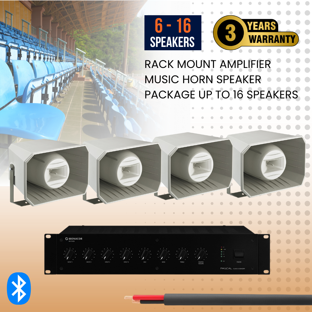 Rack Mount Amplifier Music Horn Speaker Package Up To 16 Speakers Back ...
