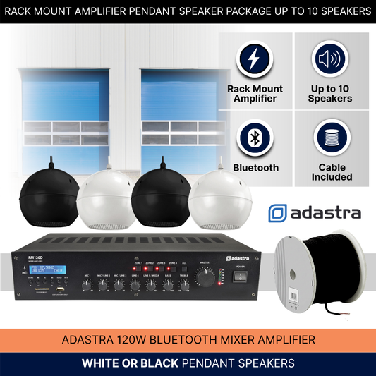 Rack Mount Amplifier Pendant Speaker Package Up To 10 Speakers Background Music System